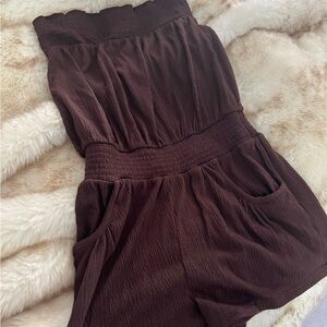 2010 y2k energie large brown cotton romper swimsuit coverup never worn from 2010